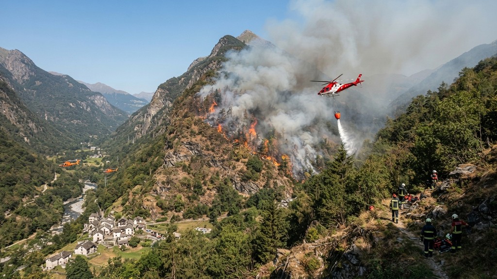 İsviçre'nin Tessin Kantonunda Orman Yangını